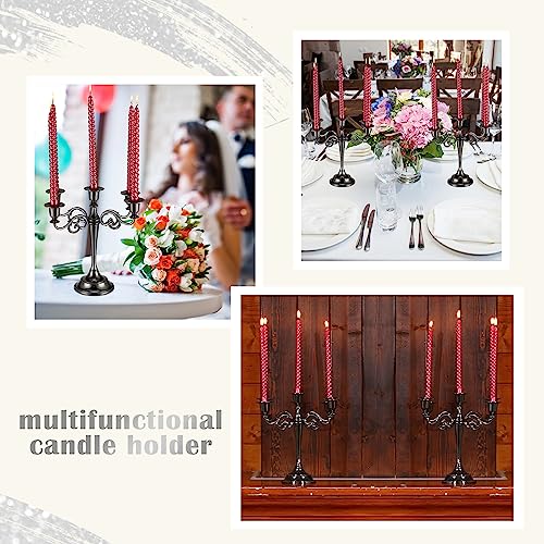 3 Pcs Metal Gold 5 Arm Candle Holders 10.24 Inch N518550