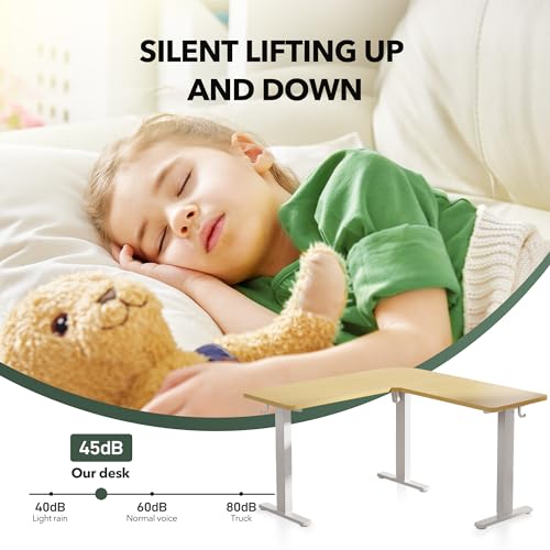White L Shaped Electric Height Adjustable Desk W940