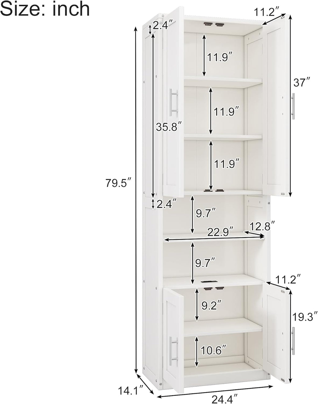 White Full Size Wooden Murphy Bed with Desk and Side Cabinet Storage Shelf G7963