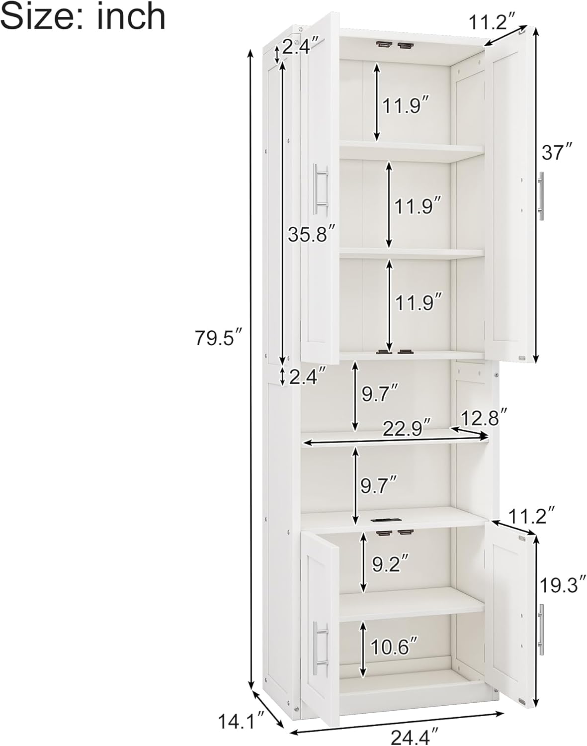 White Full Size Wooden Murphy Bed with Desk and Side Cabinet Storage Shelf G7963