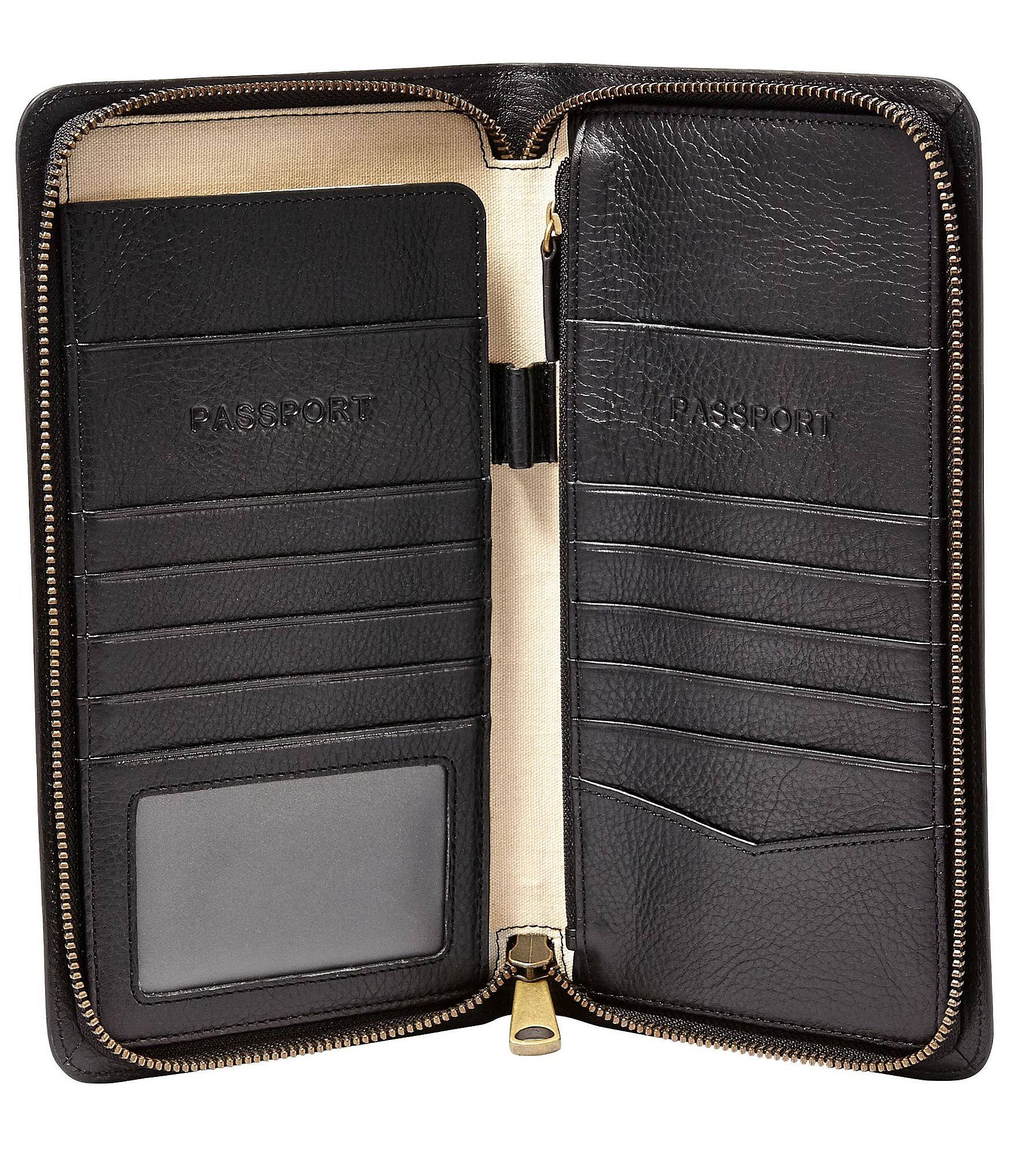 Black Leather Passport Case T107145