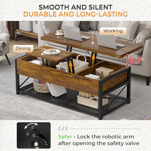 Black Lift Top Coffee Table with Storage D9225