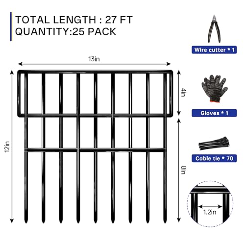 35 Panels 38 Ft X 13 in No Dig Rustproof Metal Garden Fence U39551