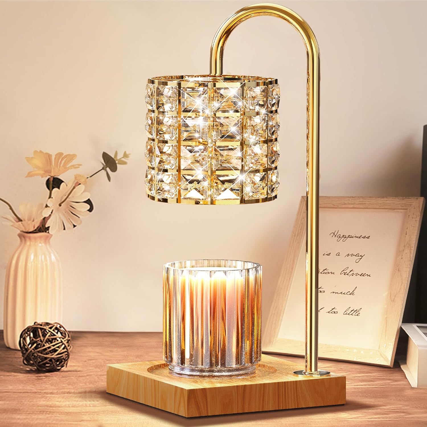 Amber Dimmable Electric Candle Warmer Lamp with Timer N66053
