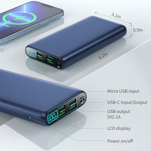 38800mAh LCD Display Power Bank with 5 USB Outputs and USB-C F678