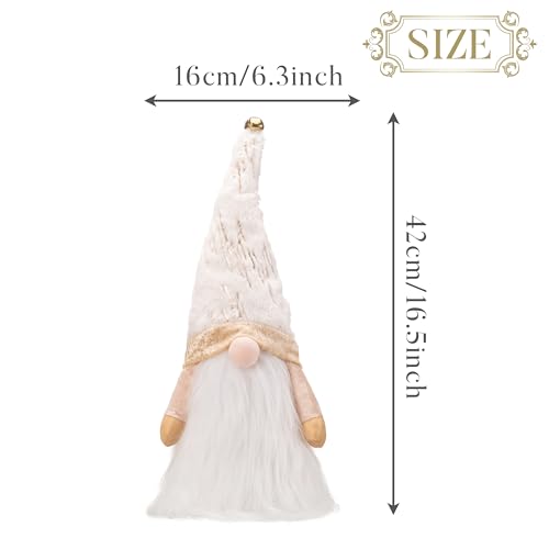 16.5 White and Gold Fabric Lighted Christmas Tree Topper with LED Lights H8914