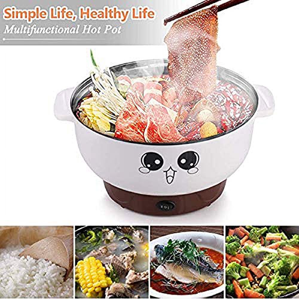 4-In-1 Electric Stainless Steel Non-Stick Hot Pot Cooker 2.3L Portable Skillet Grill Pan P520