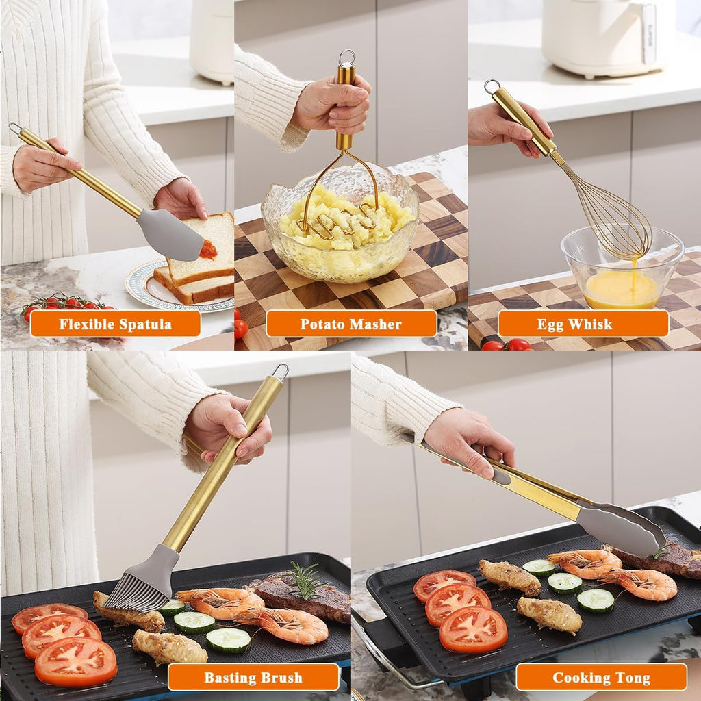 38 Piece Silicone Non-Stick Kitchen Utensils Set with Utensil Rack W832