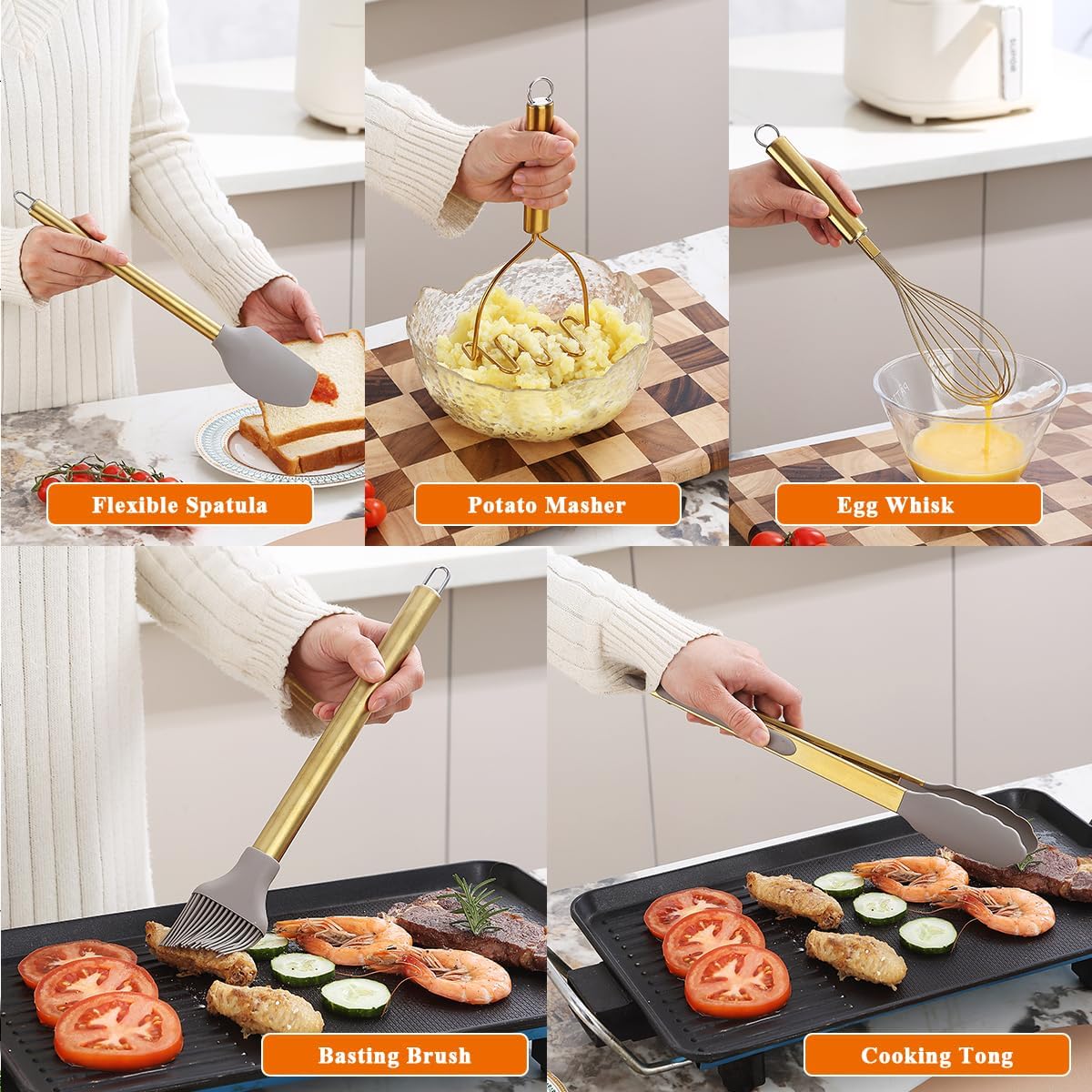38 Piece Silicone Non-Stick Kitchen Utensils Set with Utensil Rack W832