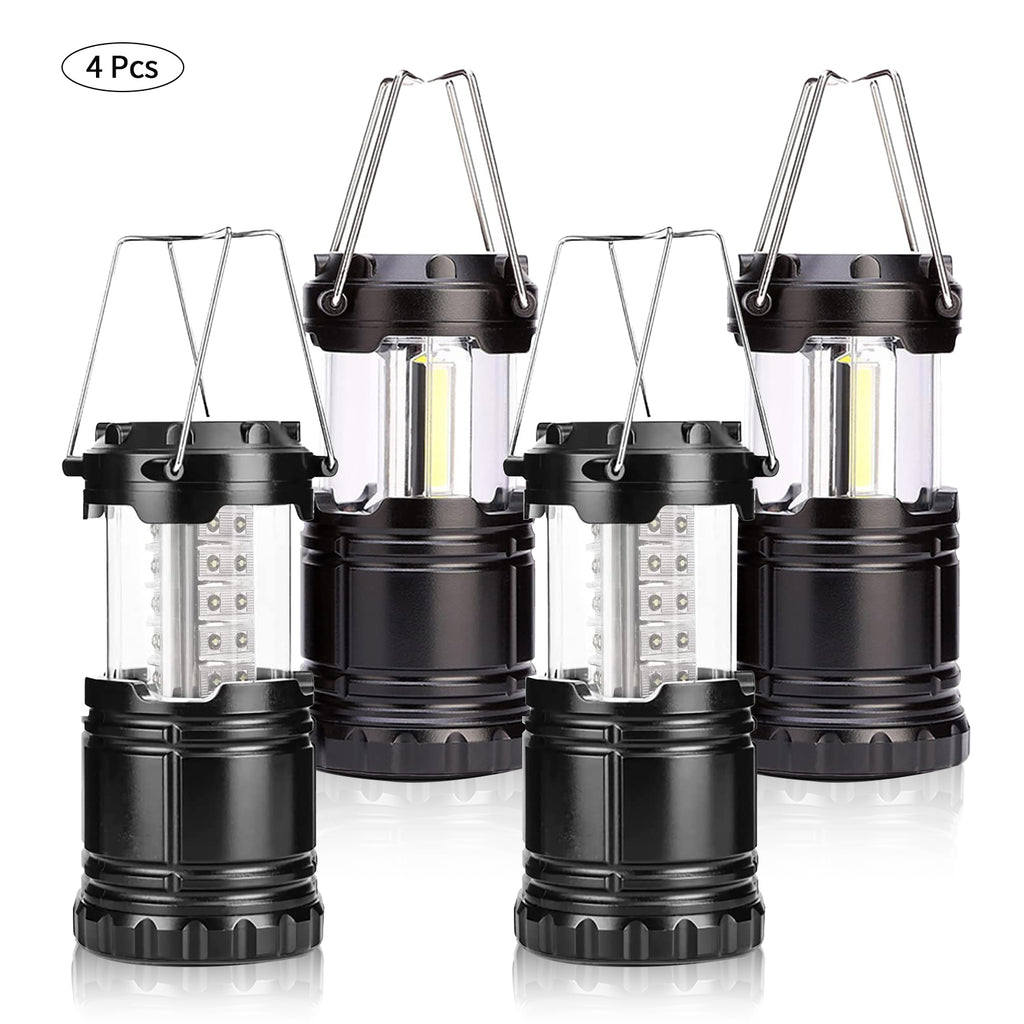 4 Pack Camping Lantern with 30 LED Bulbs and COB Flashlight U126674