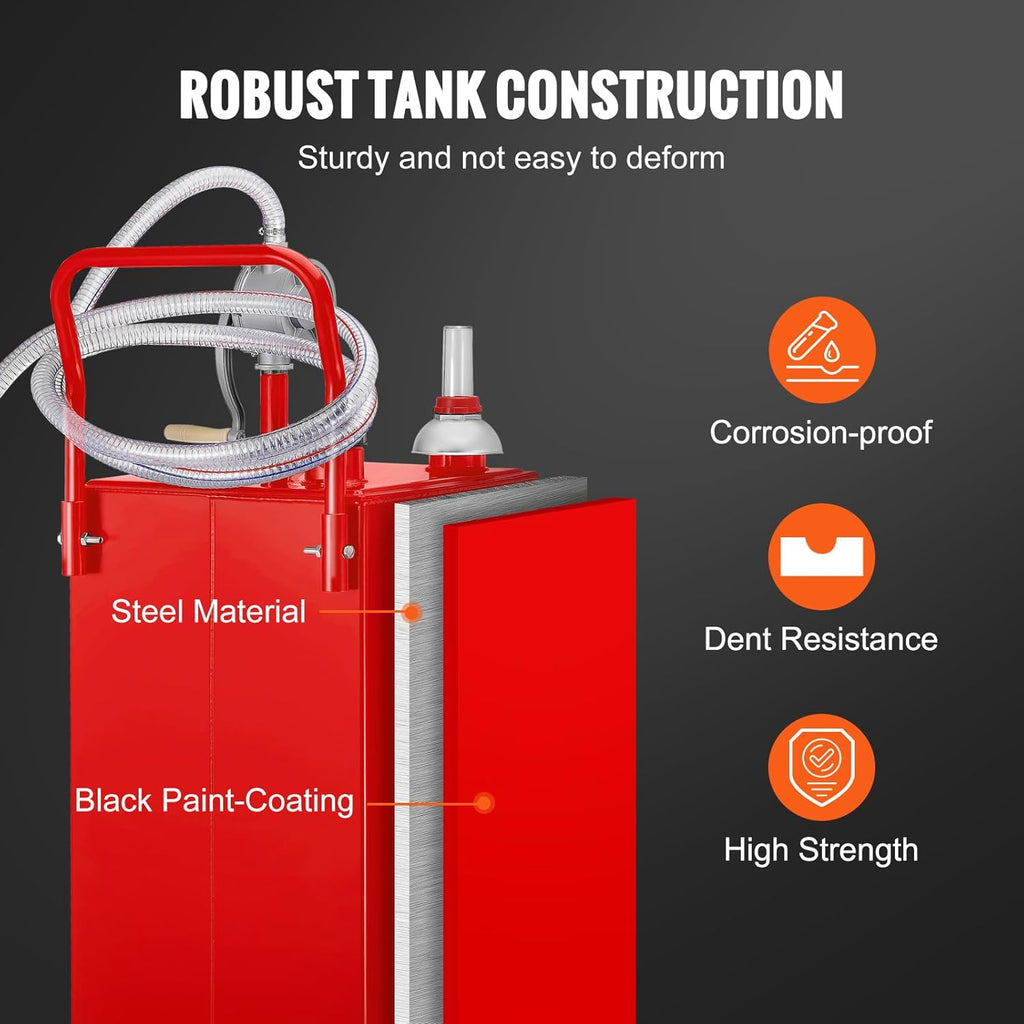 30 Gallon Portable Gas Caddy Fuel Storage Tank with 2 Wheels & Manual Transfer Pump Q13390