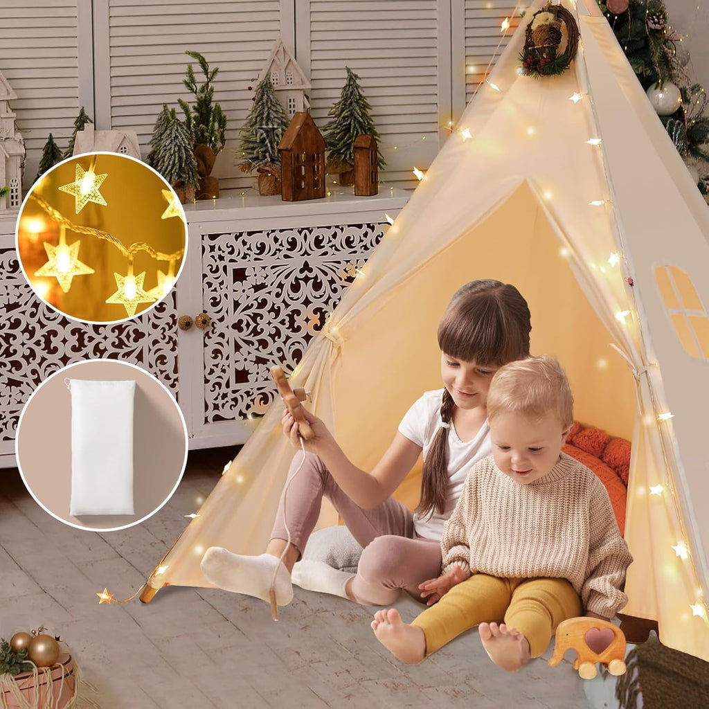 Natural Canvas Teepee Play Tent with Carry Case N151
