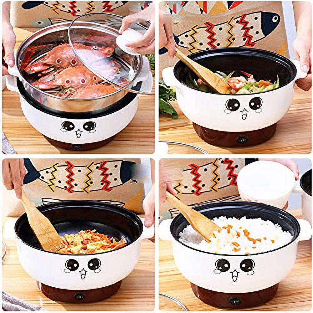 4-In-1 Electric Stainless Steel Non-Stick Hot Pot Cooker 2.3L Portable Skillet Grill Pan P520
