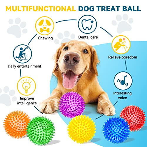 4.5'' Squeaky Dog Toy Balls, Spiky Dog Balls, Durable Puppy Chew Toys, BPA Free Non-Toxic (Purple) A5847