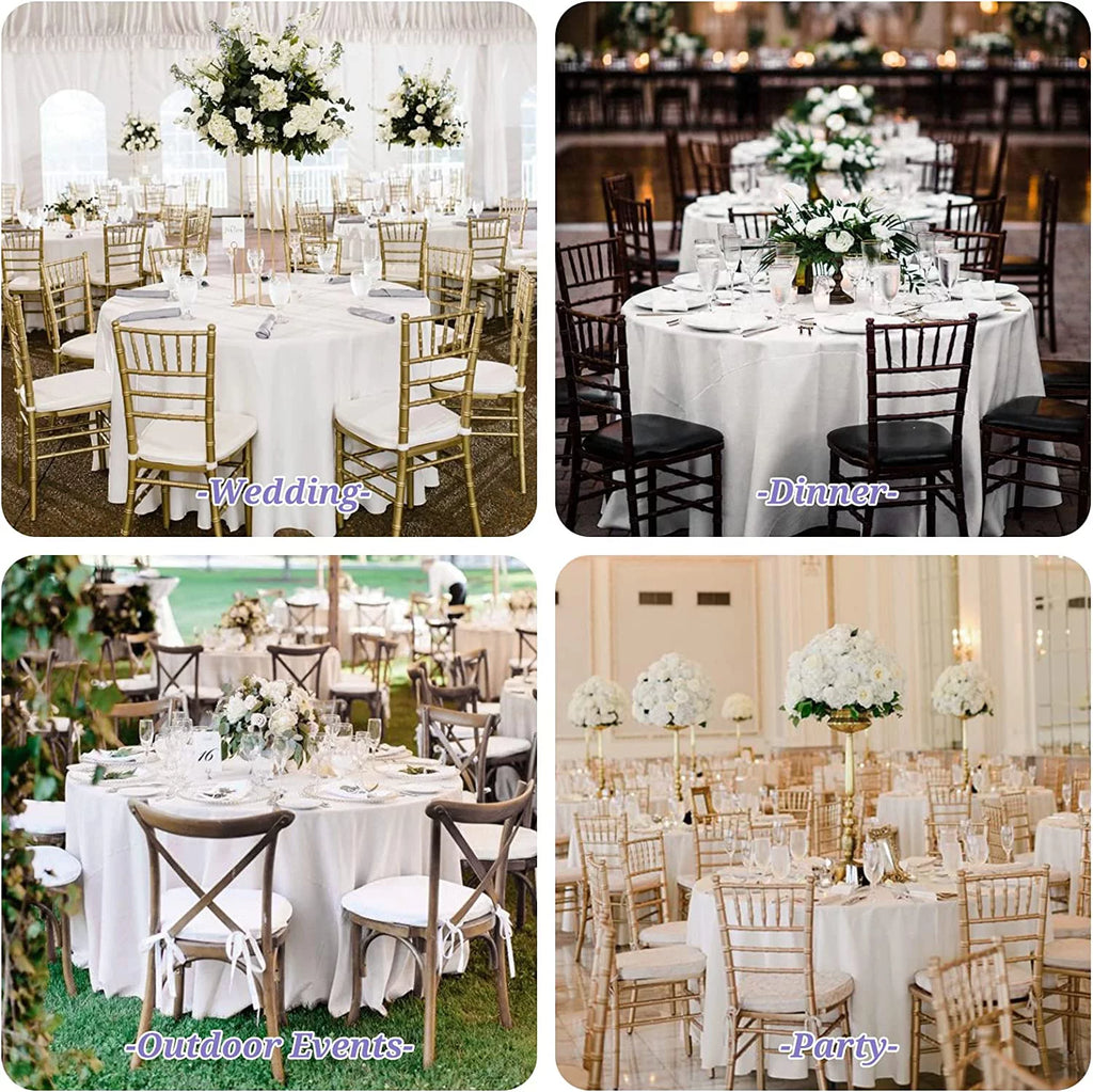 8 Pack 120 Inch White Round Polyester Tablecloth J3143