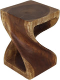 Wood Twist End Table 12 X 12 X 18 in High Walnut Oil I60823