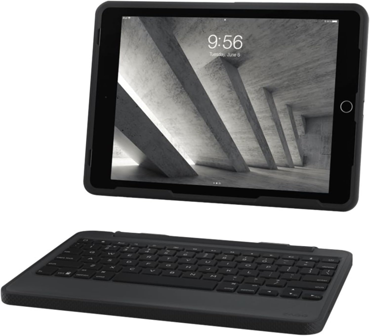 Black Rugged Book Detachable Case and Magnetic-Hinged Keyboard for iPad Air, iPad Air 2, & iPad 9.7 inch Q58910