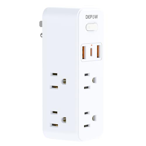 White 6AC 3USB Wall Outlet Extender with Rotating Plug W45773