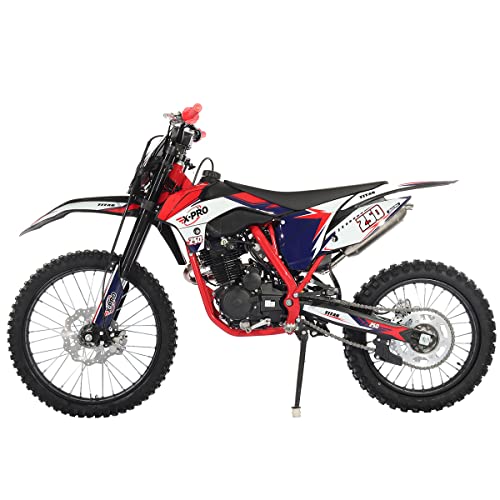 250cc Dirt Bike with LED Light Gas Dirt Bikes Adult Pitbike, Big 21"/18" Wheels H92377