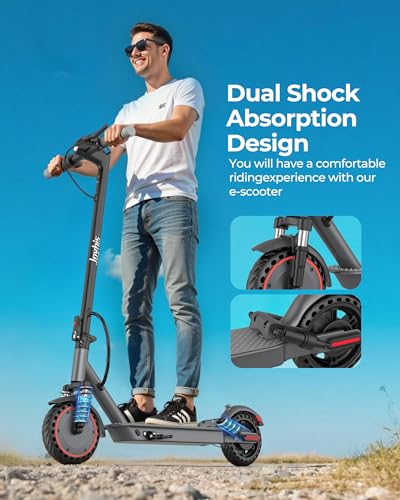 Electric Scooter with Seat, 500W Motor, 10" Solid Tires, Folding E-Scooter with Dual Suspension S970654
