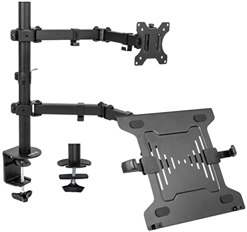 Full Motion Monitor and Laptop Desk Mount Articulating Double Arm VESA Stand J416