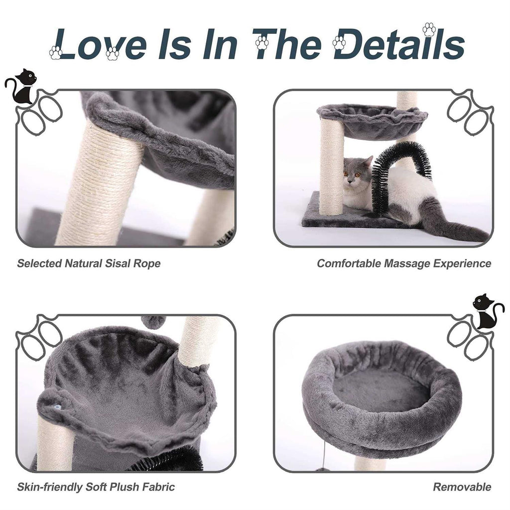 27.8 INCHES Multi-Level Cat Tree with Scratching Posts Plush Basket & Perch G61034