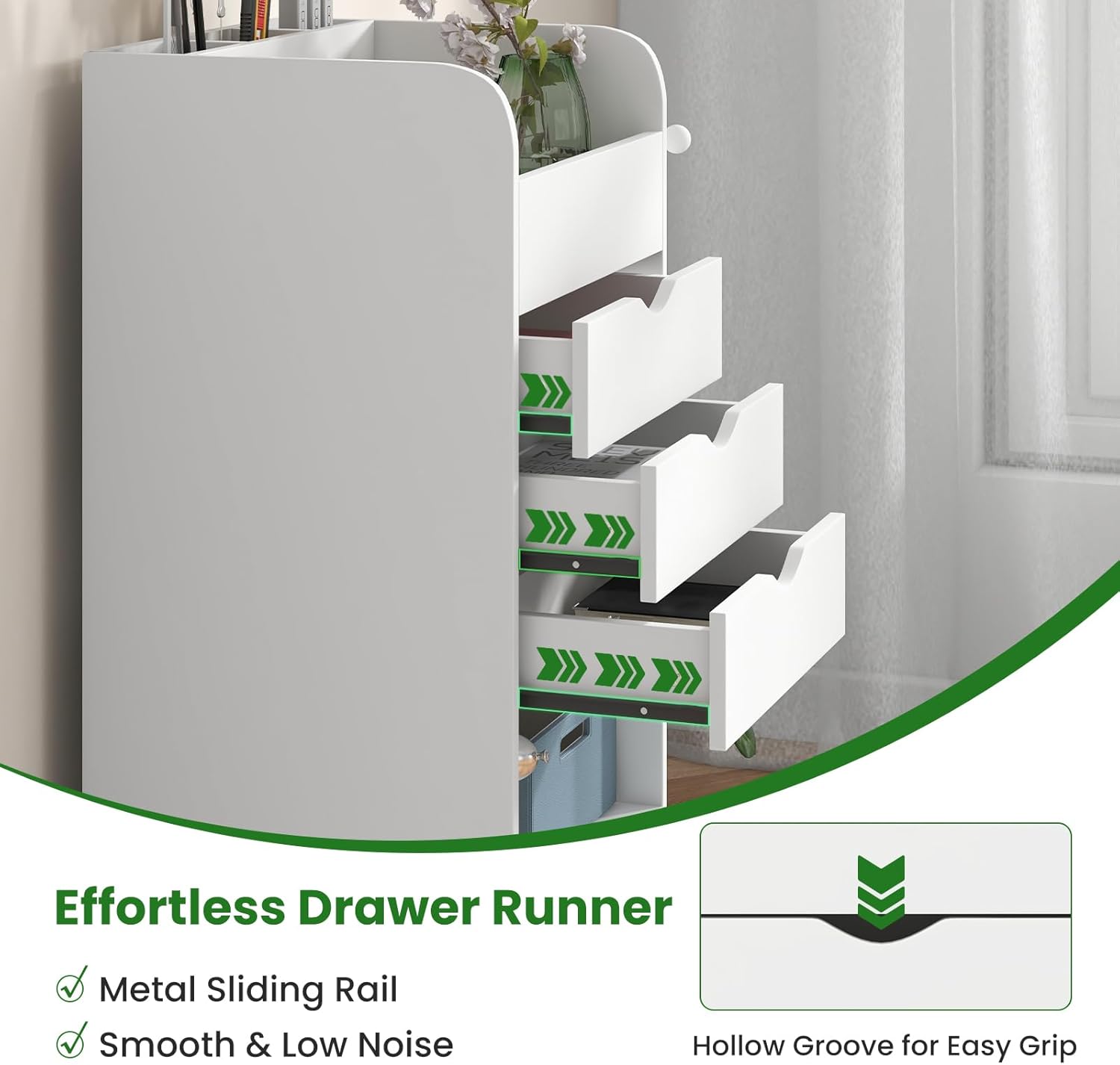 Rolling Storage Drawer Cart with 3 Drawers, 2 Open Shelves, Lockable Casters M228192