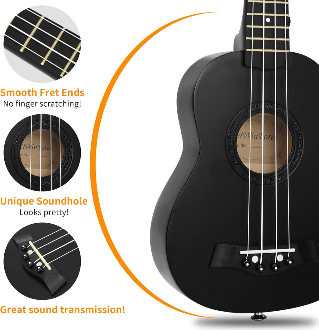 Black Soprano Ukulele 21" H81125