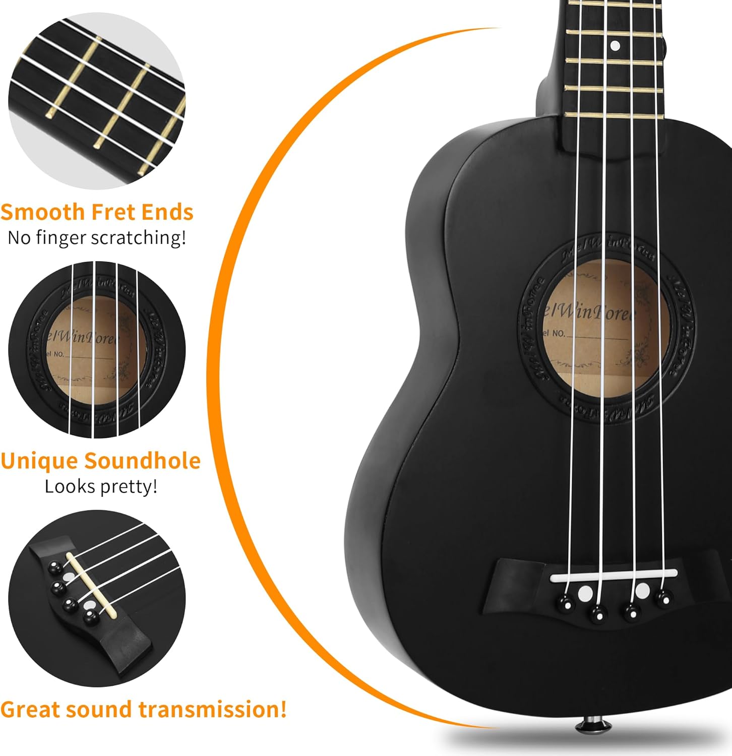 Black Soprano Ukulele 21" H81125
