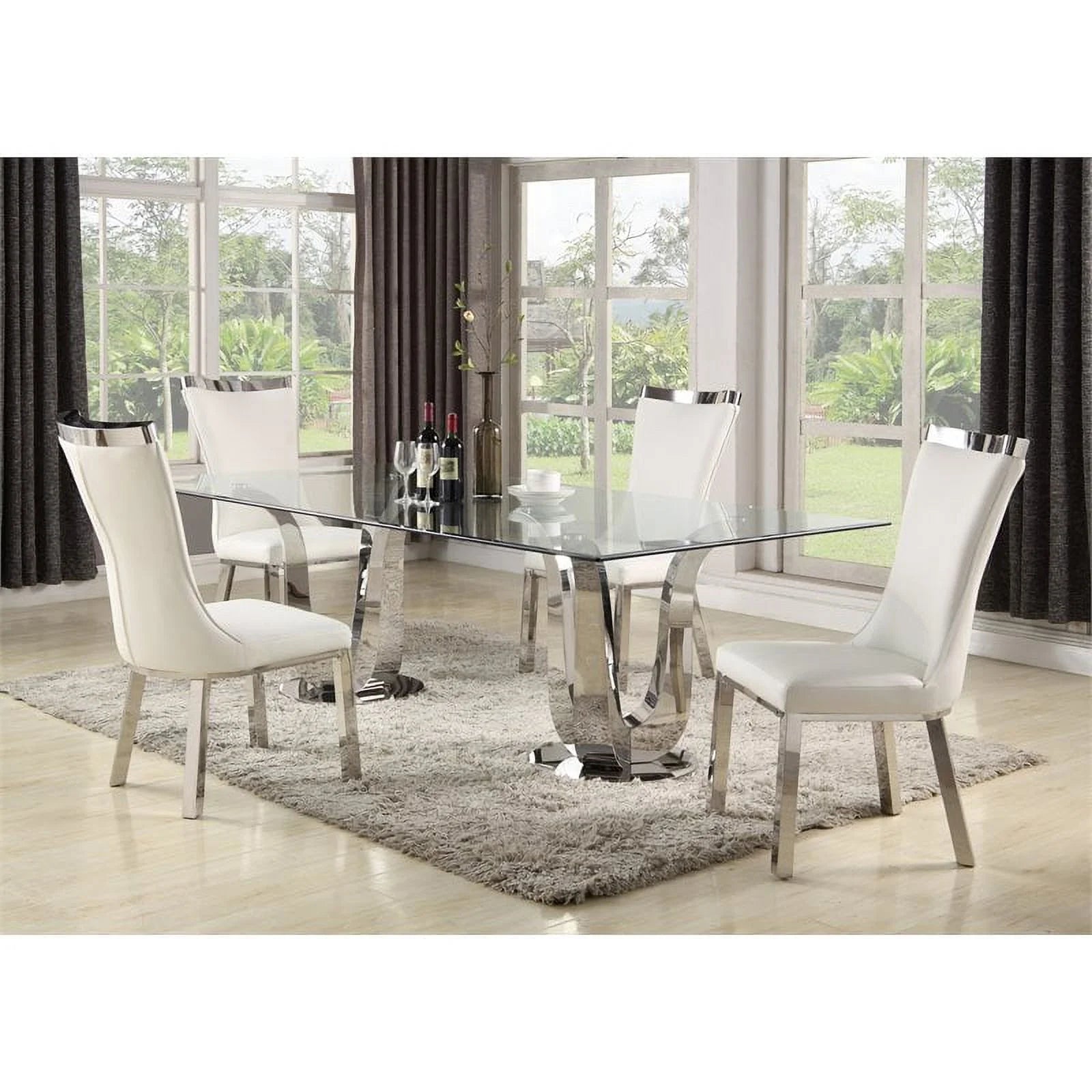 Rectangular Steel and Glass Dining Table K274