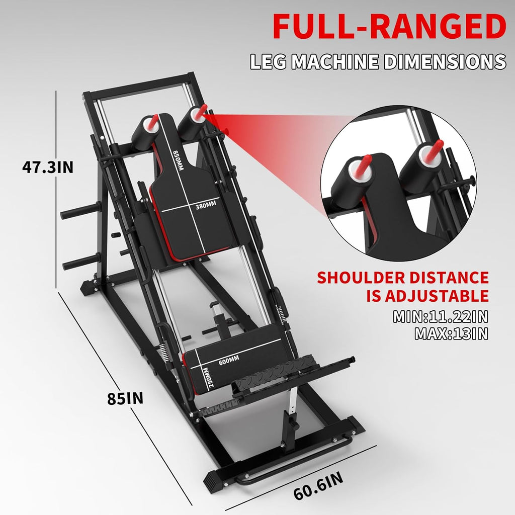 Leg Press Hack Squat Machine Combo with Weight Storage Posts F472