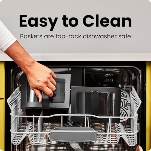 6 Quart Dual Basket Air Fryer Oven with Easy View Windows, Nonstick Frying Baskets - Black A1468