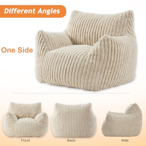 Plush Fluffy Bean Bag Chair with Armrests S4902