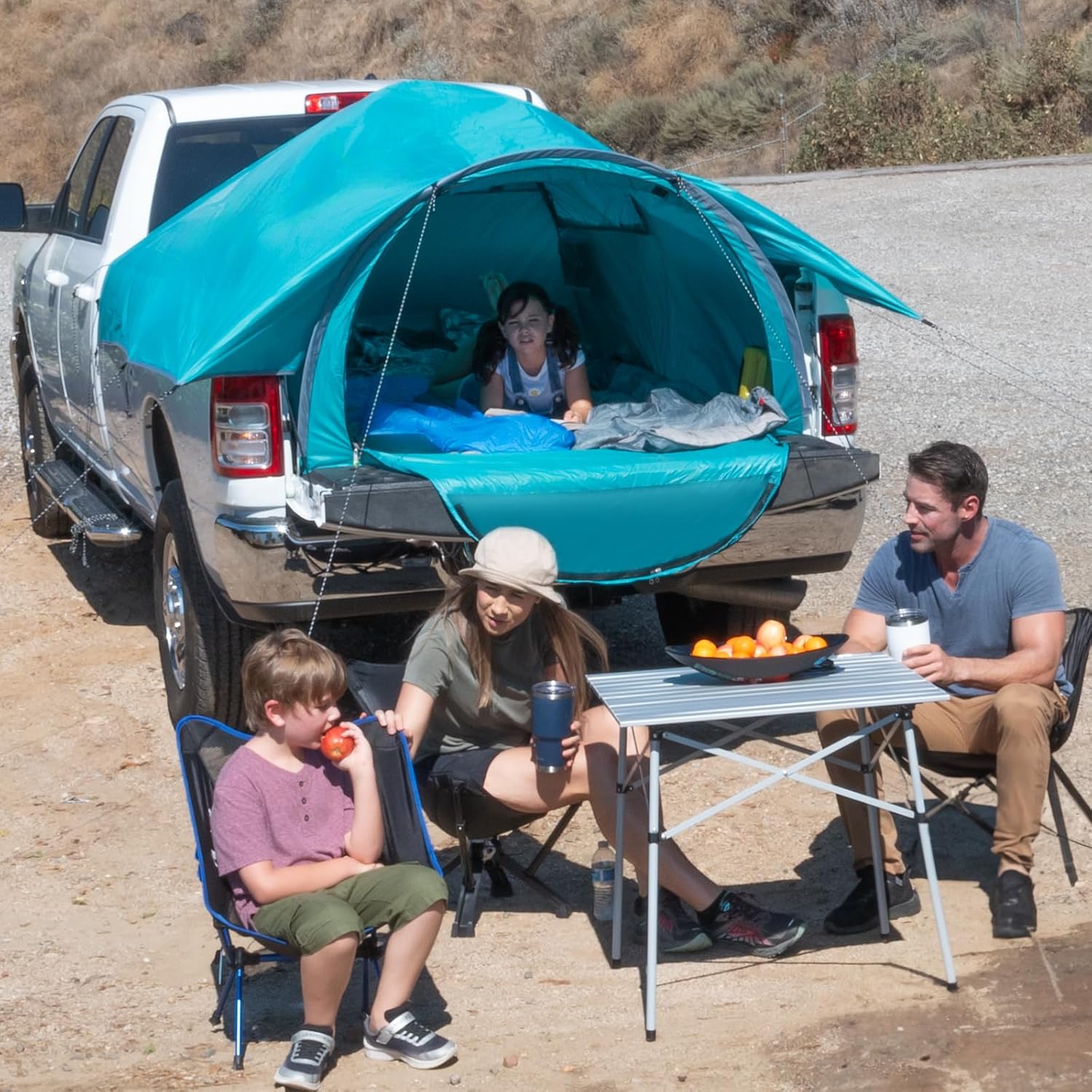 Truck Bed Tent - Waterproof Double Layer Pop Up Tent for 5.5-8 Ft Pickup Truck Bed Q48293