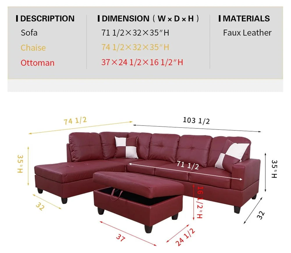 Red Right Hand Facing Sectional Sofa C108315