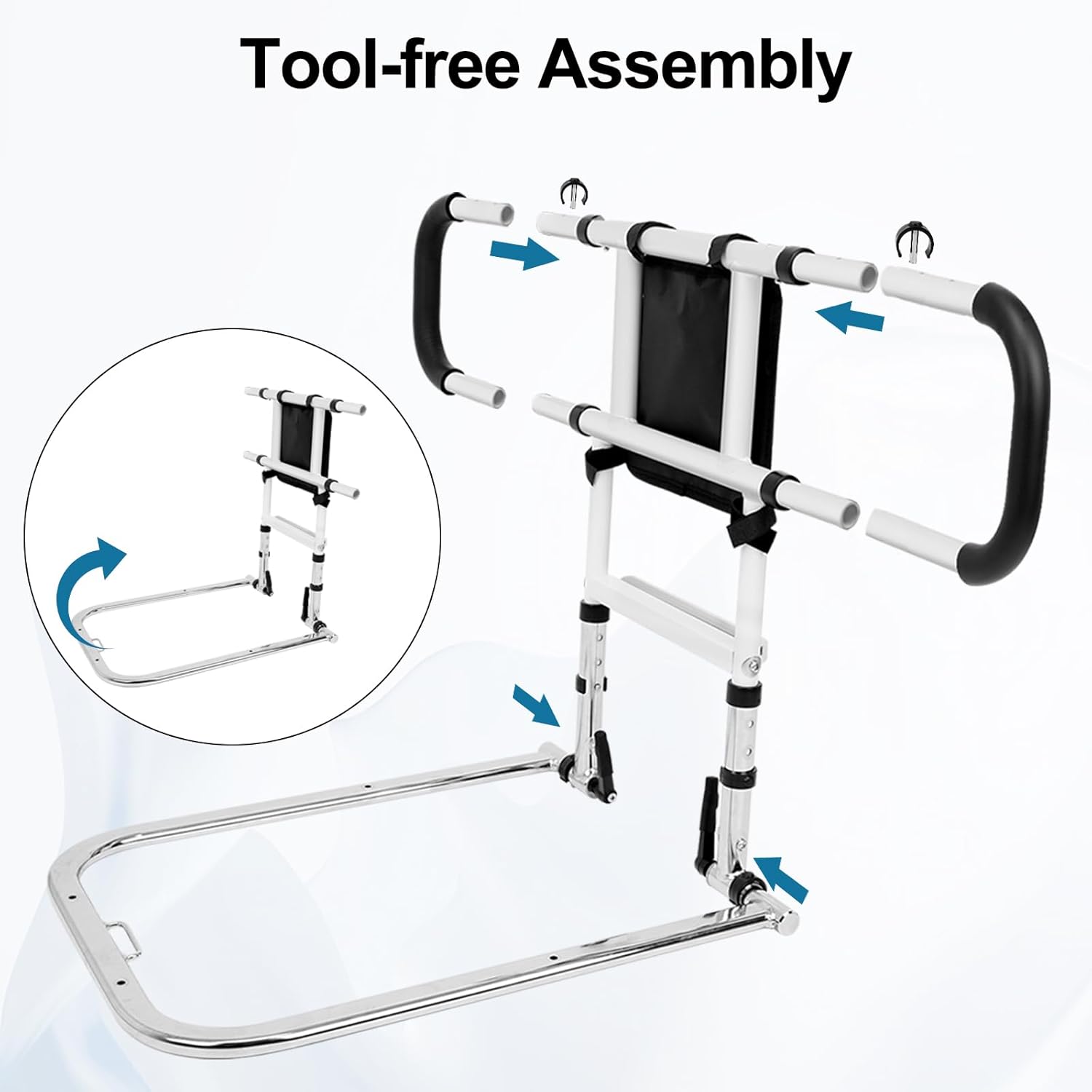 Bed Rail with Adjustable Height & Extendable Dual Side Handles O14884