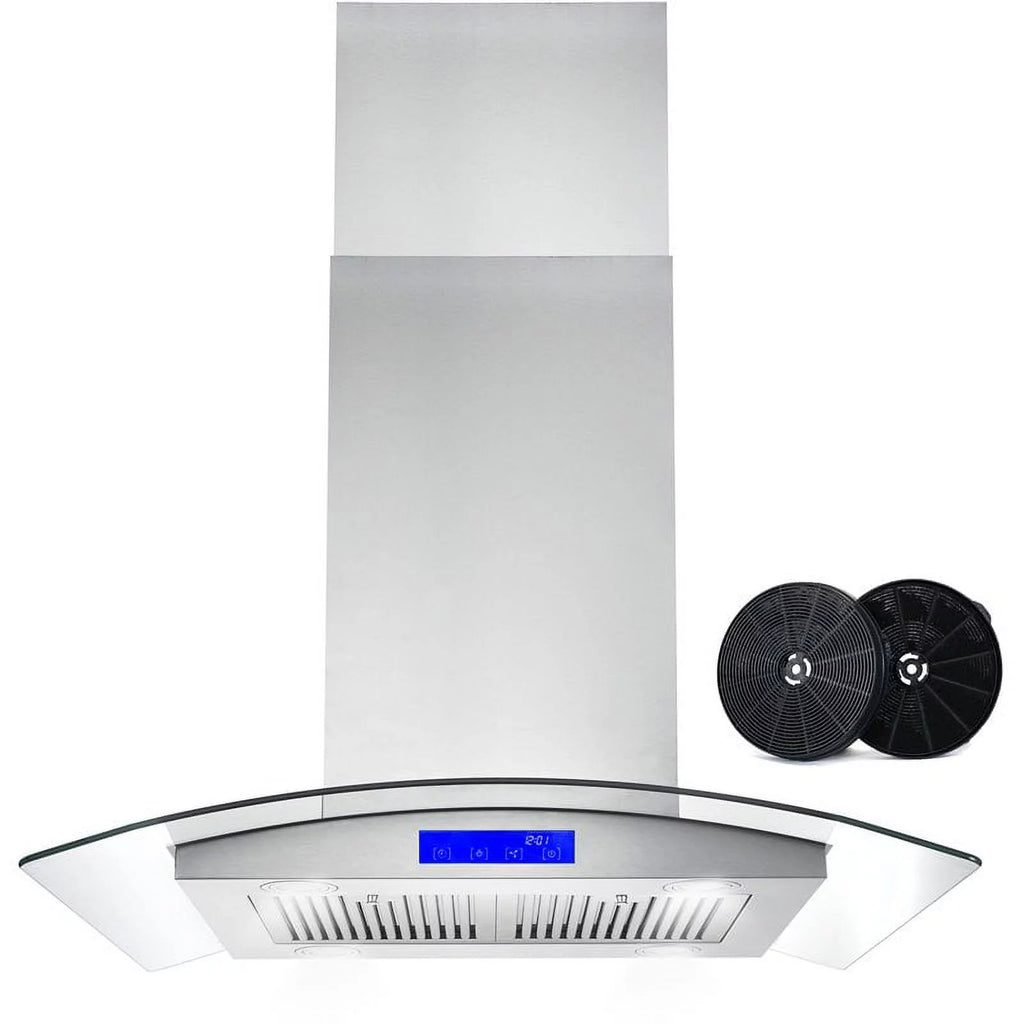 30" 380 CFM Ductless Island Range Hood in Stainless Steel D204