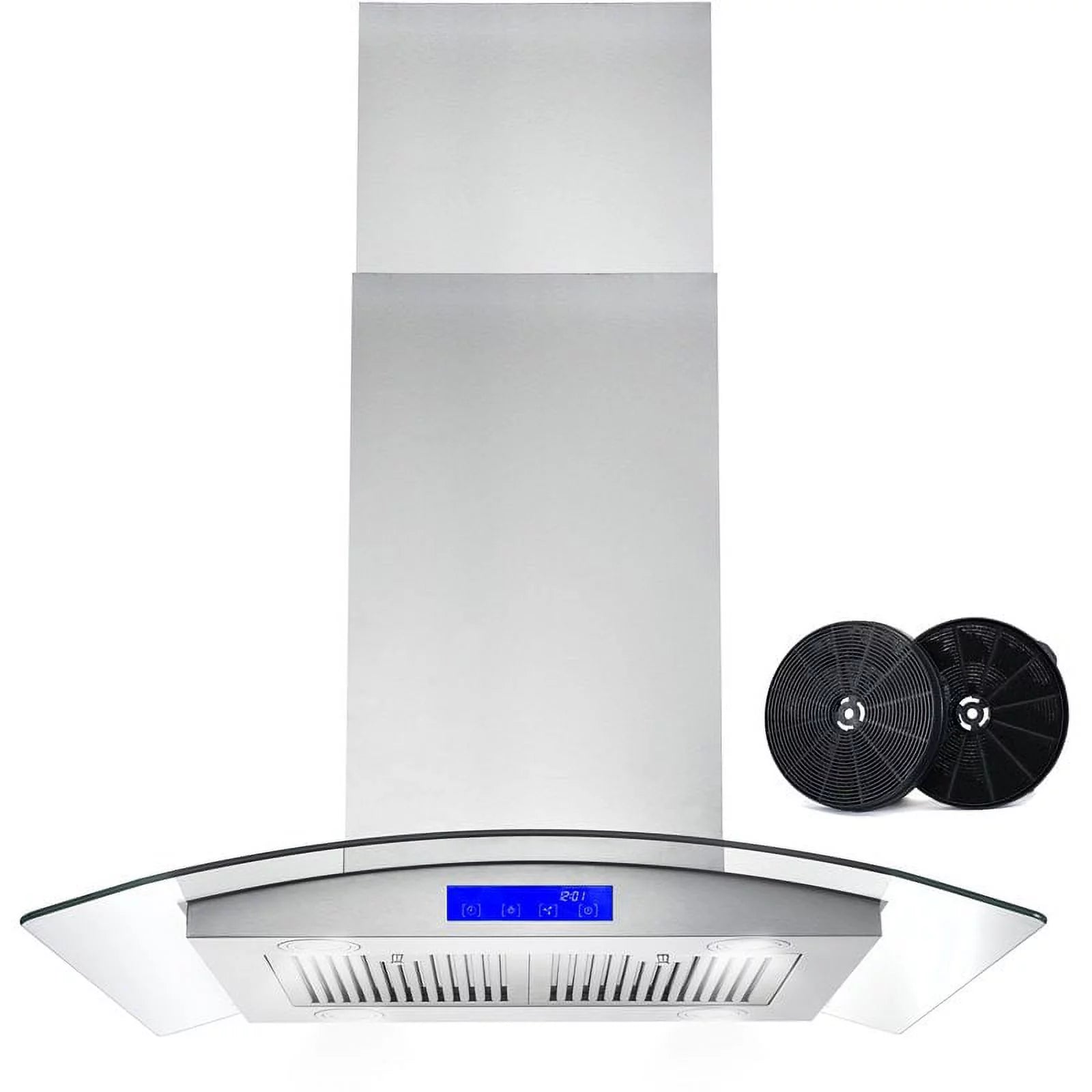 30" 380 CFM Ductless Island Range Hood in Stainless Steel D204