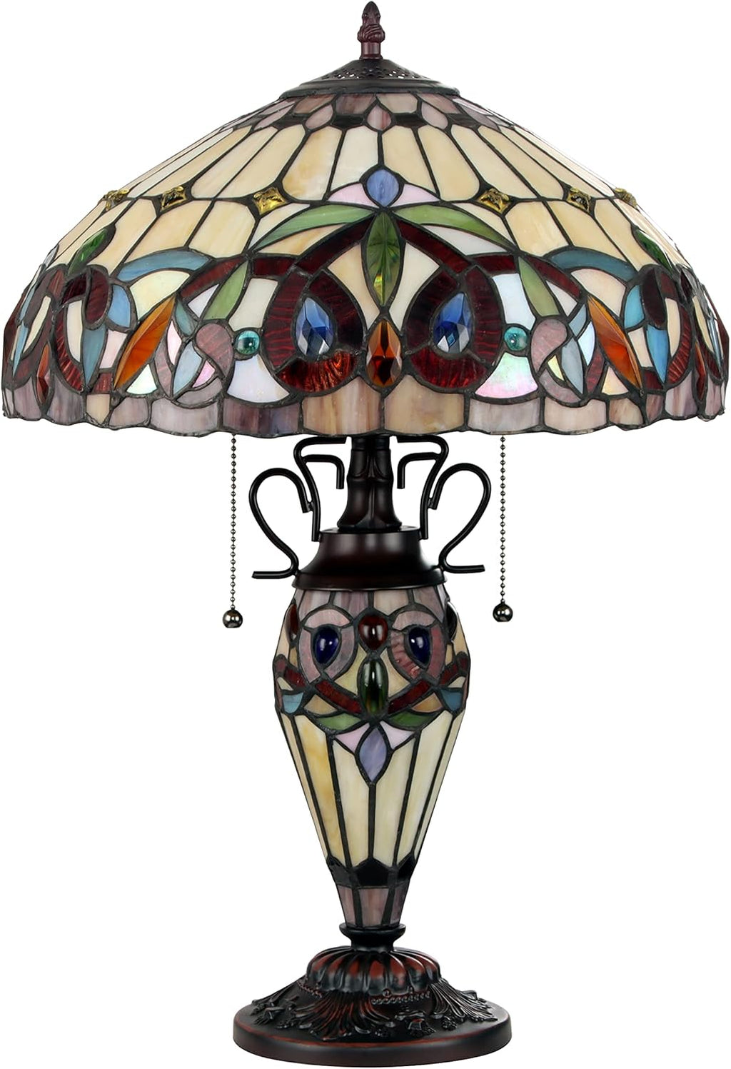 Dark Bronze 3 Light Double Lit Table Lamp 16" Shade U2118