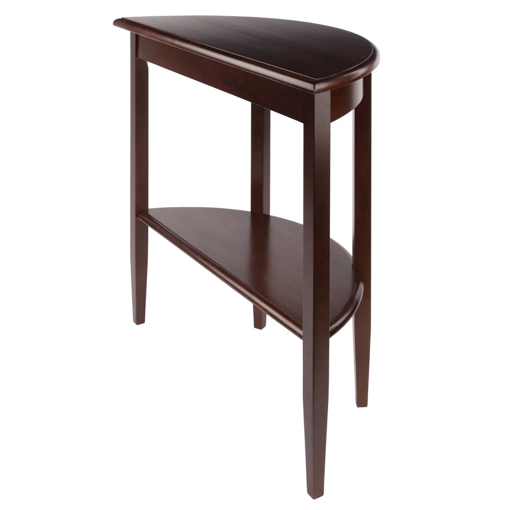 Walnut Half Moon Console Table with Drawer and Shelf N461174