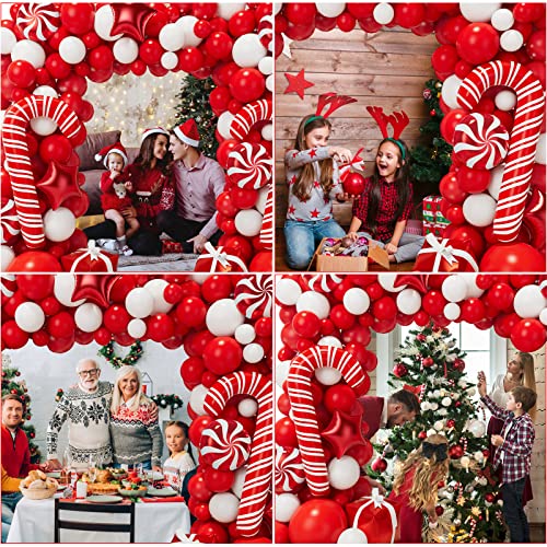 Christmas Balloon Garland Arch Kit With Red White Candy Gift Box Star Balloons M6466
