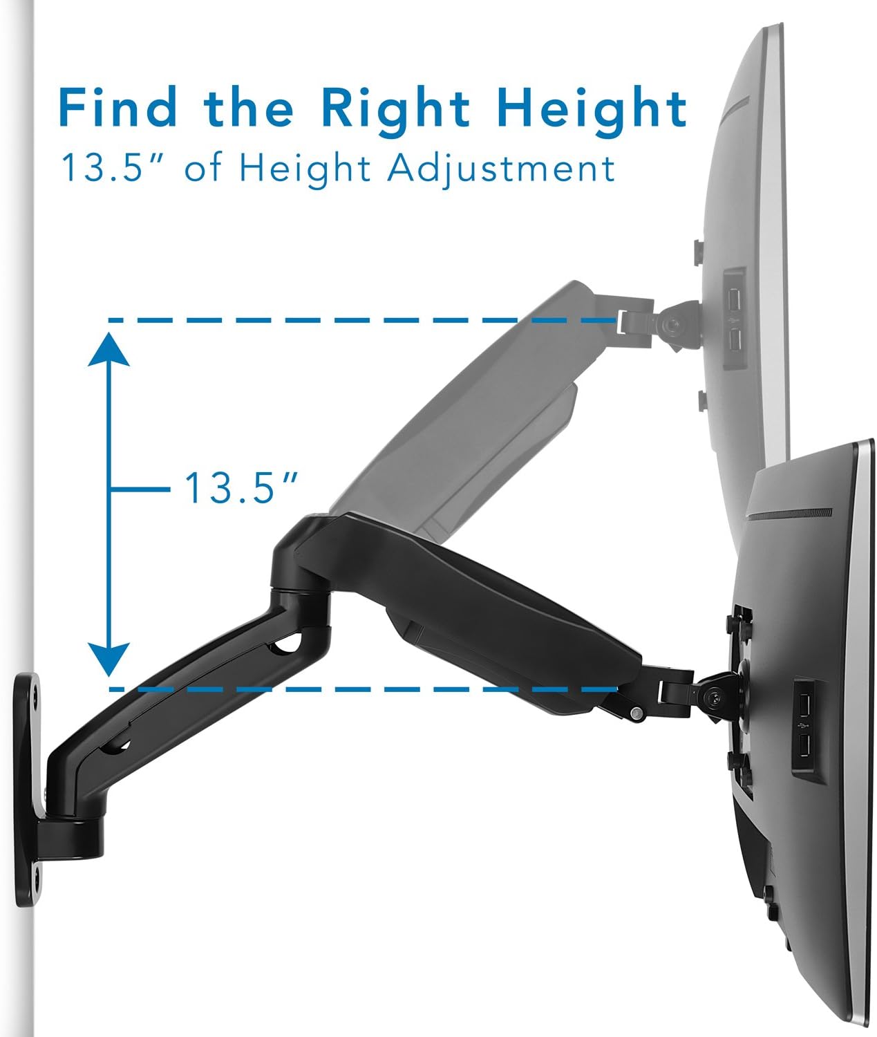 Full Motion Gas Spring Monitor Wall Mount Arm for 13-32 Inch Screens U355