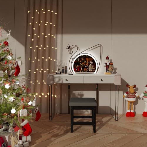 White Vanity Stool with Storage F374