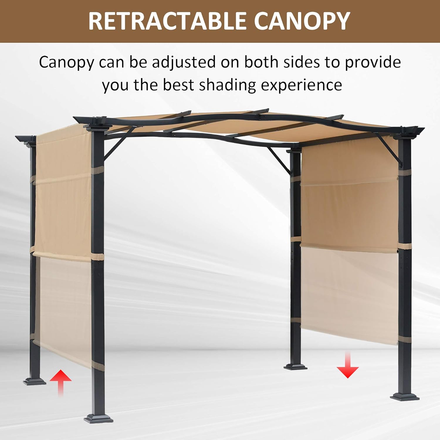 8' x 10' Retractable Canopy Steel Frame Polyester Fabric Gazebo E175
