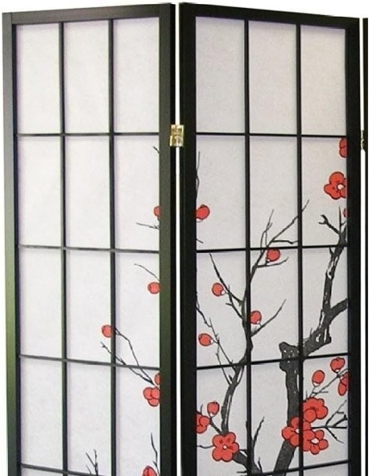 4-Panel Folding Shoji Screen Room Divider J935744