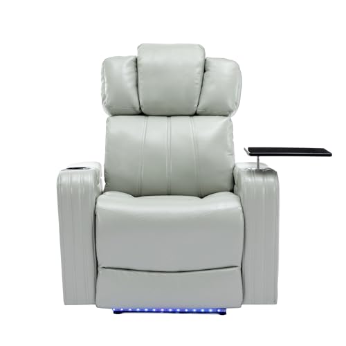 Black Electric Recliner Chair with Cup Holder Bluetooth Speaker LED Lights USB Ports Tray Table Arm Storage I168