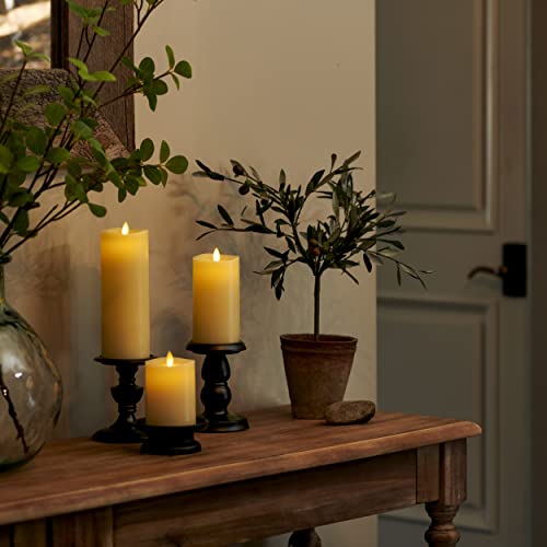 Set of 3 LED Pillar Candles with Remote (Ivory) D30205