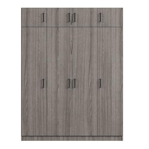 White 3-Door Wardrobe with 2 Drawers and Top Cabinet Y996
