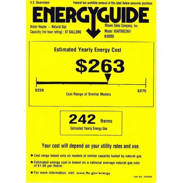 40 gal. Tall Natural Gas Water Heater U39902