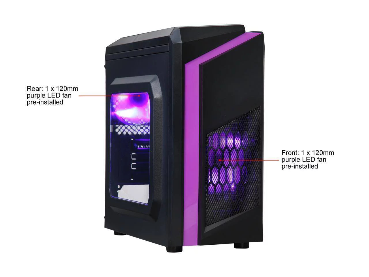 Black SPCC Micro ATX Mini Tower Computer Case P452280